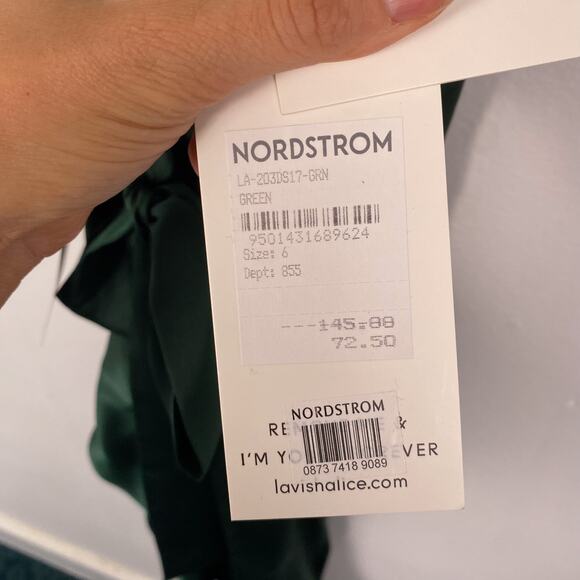 NWT Lavish Alice Satin Cowl Ruched Cocktail Dress in Emerald 6 - Picture 7 of 8